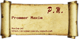 Prommer Maxim névjegykártya